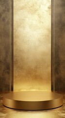 3D Gold podium with stage product display. Minimal scene for mockup products, stage showcase, promotion display.