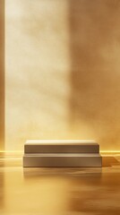 3D Gold podium with stage product display. Minimal scene for mockup products, stage showcase, promotion display.