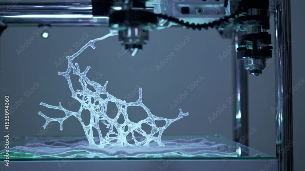 Poster Innovative 3D printing technology creates intricate structures in a high-tech laboratory