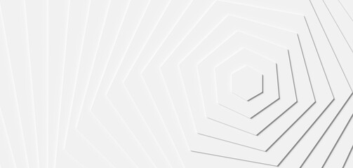 Modern minimal white rotated honeycomb or hexagon geometry stack background flat lay top view from above