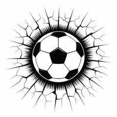 Soccer Ball Breaking Through Cracked Surface Graphic