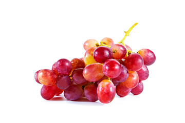 Bunch of red juicy grapes isolated on white background.