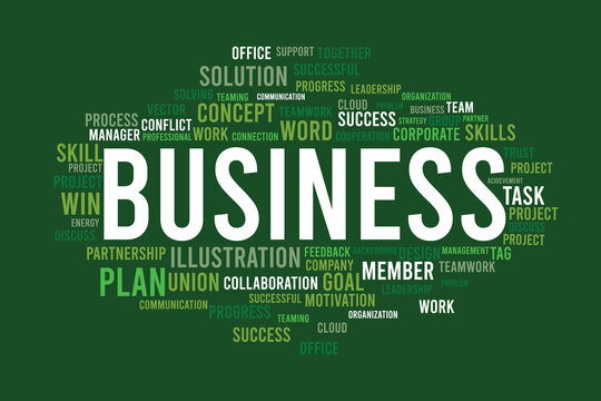 word cloud template Design on black background .Concept of Business.