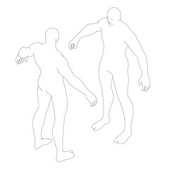 Two men are fighting in a cartoonish style. Isometric view