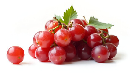 Bunch of ripe red grapes on a white background, perfect for food, wine, or fruit-themed visuals.