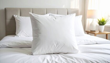 White Pillow On White Bed