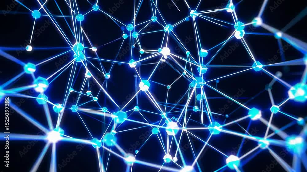 Aufkleber Exploring interconnected networks of light and energy in digital space at night
