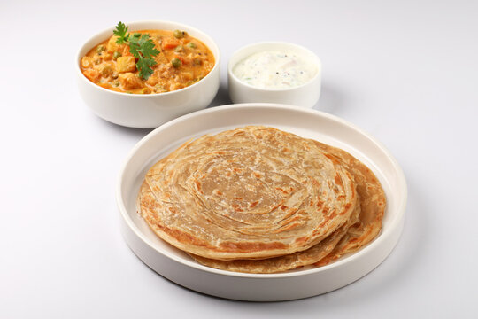 Parotta & Kurma with Raita. South Indian famous dish