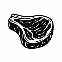 Black and White Illustration of a Single Steak