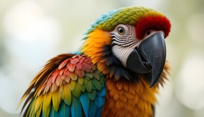 Obraz premium Closeup Macaw Feathers Background Vibrant Colorful Texture