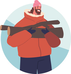 Man collecting firewood for campfire