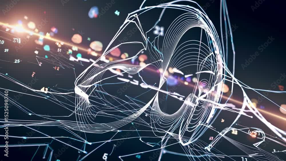 Fototapete Exploring dynamic visualizations of data patterns and movements in a futuristic digital landscape