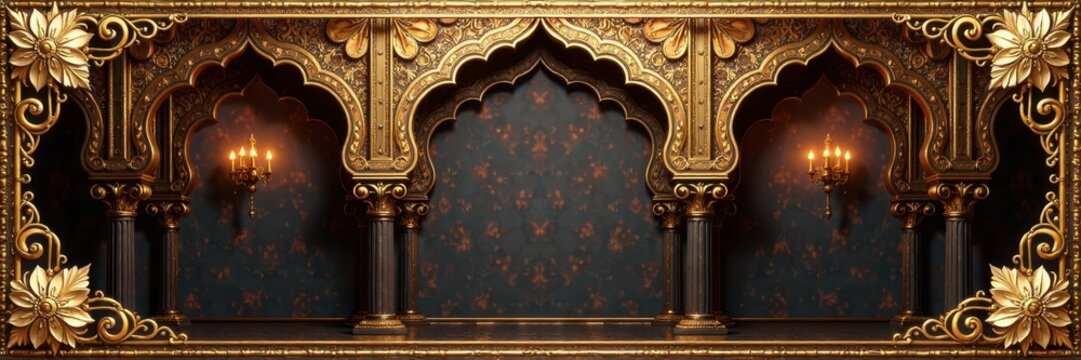 Golden arabesque mandala, ornate luxury detail Perfect wedding invitation backdrop , intricate, detail
