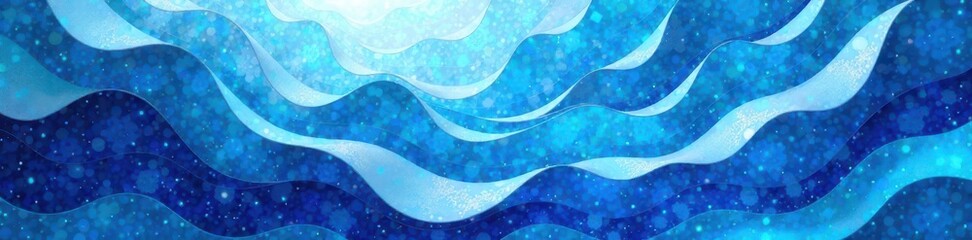 Intricate blue white geometric mosaic, layered effect , cool, optical