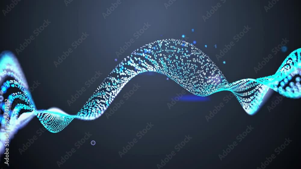 Leinwandbilder Digital wave of blue particles flowing through space at night creating a mesmerizing visual display