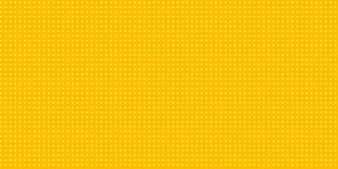 Yellow orange halftone pattern. Retro comic gradient background. Square pixilated dot cartoon texture. Pop art faded gradient pattern. Vector backdrop.