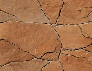 Weathered Rock Surface with Deep Cracks and Rust Stains