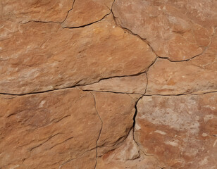 Weathered Rock Surface with Deep Cracks and Rust Stains