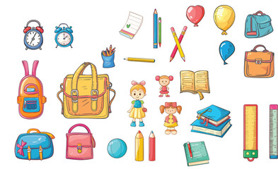School , isolated, cartoon, cute