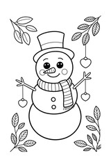 Snowman with Presents in winter celebration Vector illustration