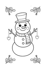 Snowman with Presents in festive mood Vector illustration