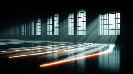 Bright Sunlight Streaming Through Large Industrial Windows