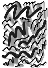 Abstract black line patterns with shadows on a light background  