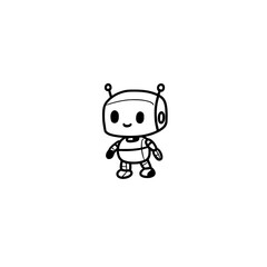 Stylish Humanoid Robot Icon Smart Machine Artificial Intelligence
