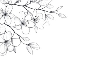 outline spring flower corner border