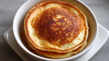 Golden Brown Pancakes Stacked in a Bowl