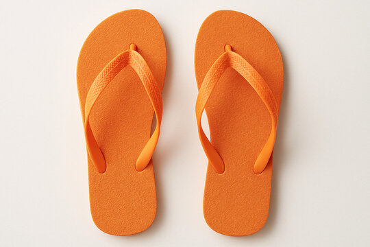 Orange Flip-Flops on White Background