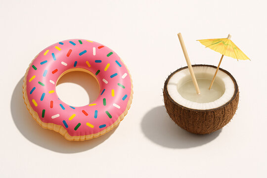 Donut Float & Coconut Drink