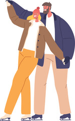 Happy loving couple skaters vector illustration