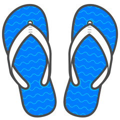 Flat illustration of flip flops with transparency. Flat design of beach sandals isolated on transparent background, top view. Image about footwear, recreation, travel, beach vacation, summer shoes