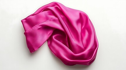 A vibrant pink fabric piece is presented on a neutral background