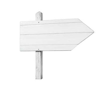 Blank white wooden directional sign