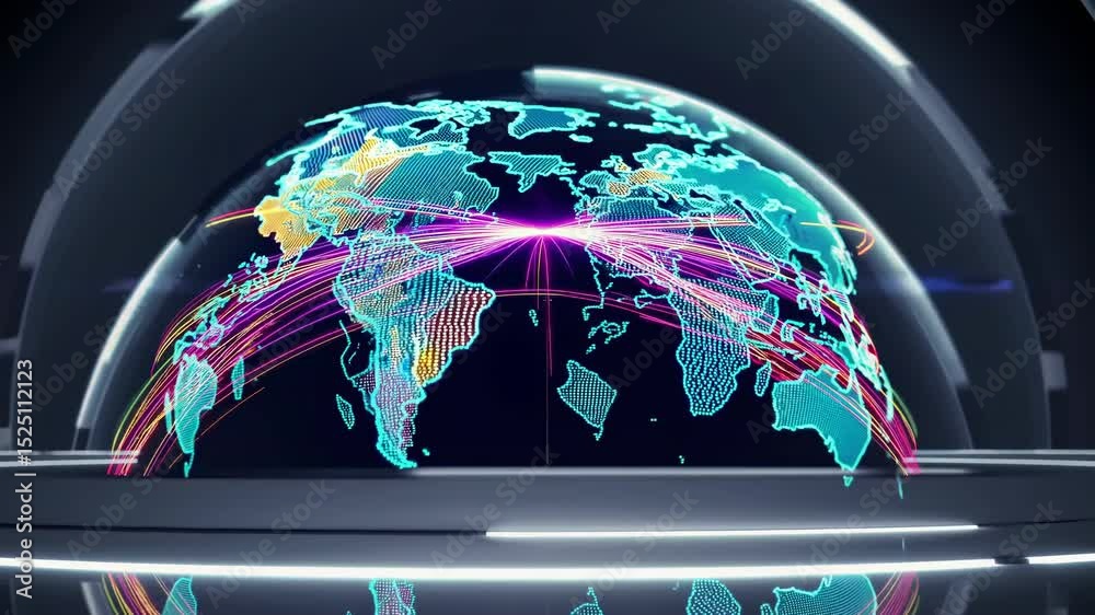 Aufkleber global connectivity illustrated through digital mapping of international data flows and networks