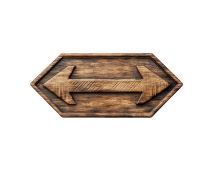 Wooden sign with double arrows