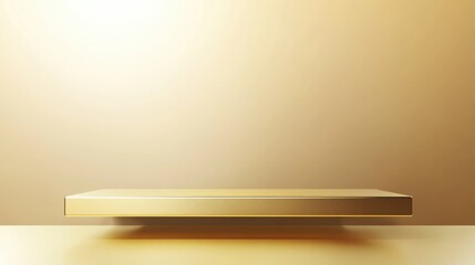 3D Gold podium with gold stage product display. Minimal scene for mockup products, stage showcase, promotion display.