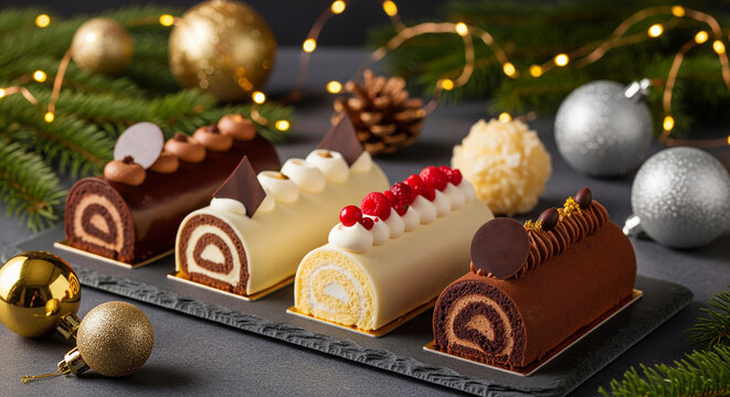 b&ucirc;ches p&acirc;tissi&egrave;res individuelles de No&euml;l