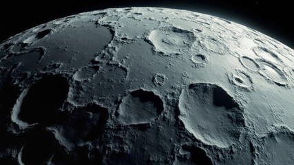 The surface of the moon is highlighted with intricate details, showcasing craters and unique textures against the dark backdrop of space. The view invites exploration and wonder