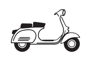 Classic Retro Scooter Black Silhouette Icon: Urban Transportation Vector for Vintage Design
