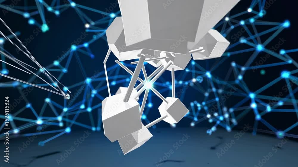 Aufkleber Exploring abstract 3D shapes and connections in a digital network environment