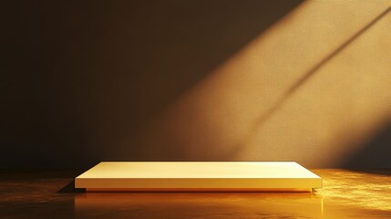 3D Gold podium with gold stage product display. Minimal scene for mockup products, stage showcase, promotion display.