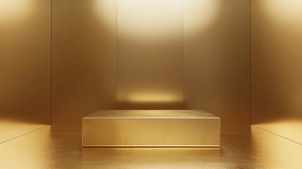 3D Gold podium with gold stage product display. Minimal scene for mockup products, stage showcase, promotion display.