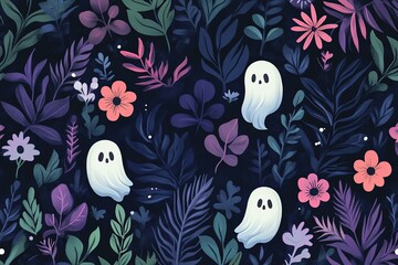 Floral ghost pattern on dark background