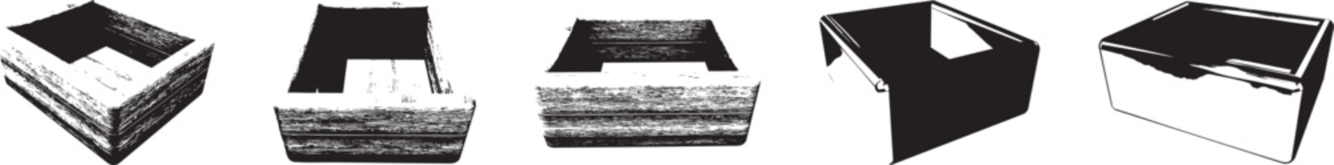 3d storage boxes vector silhouette