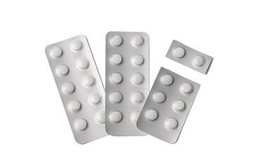 複数枚並んだ未開封の白い錠剤シート