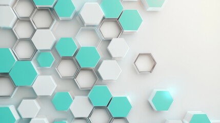 Obraz premium Abstract render of metallic honeycomb pattern in teal shades as background