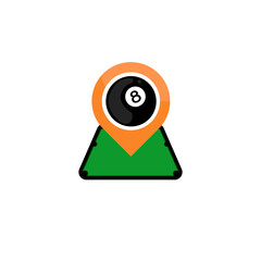 Billiard Location Pin with Number 8 Ball and Pool Table